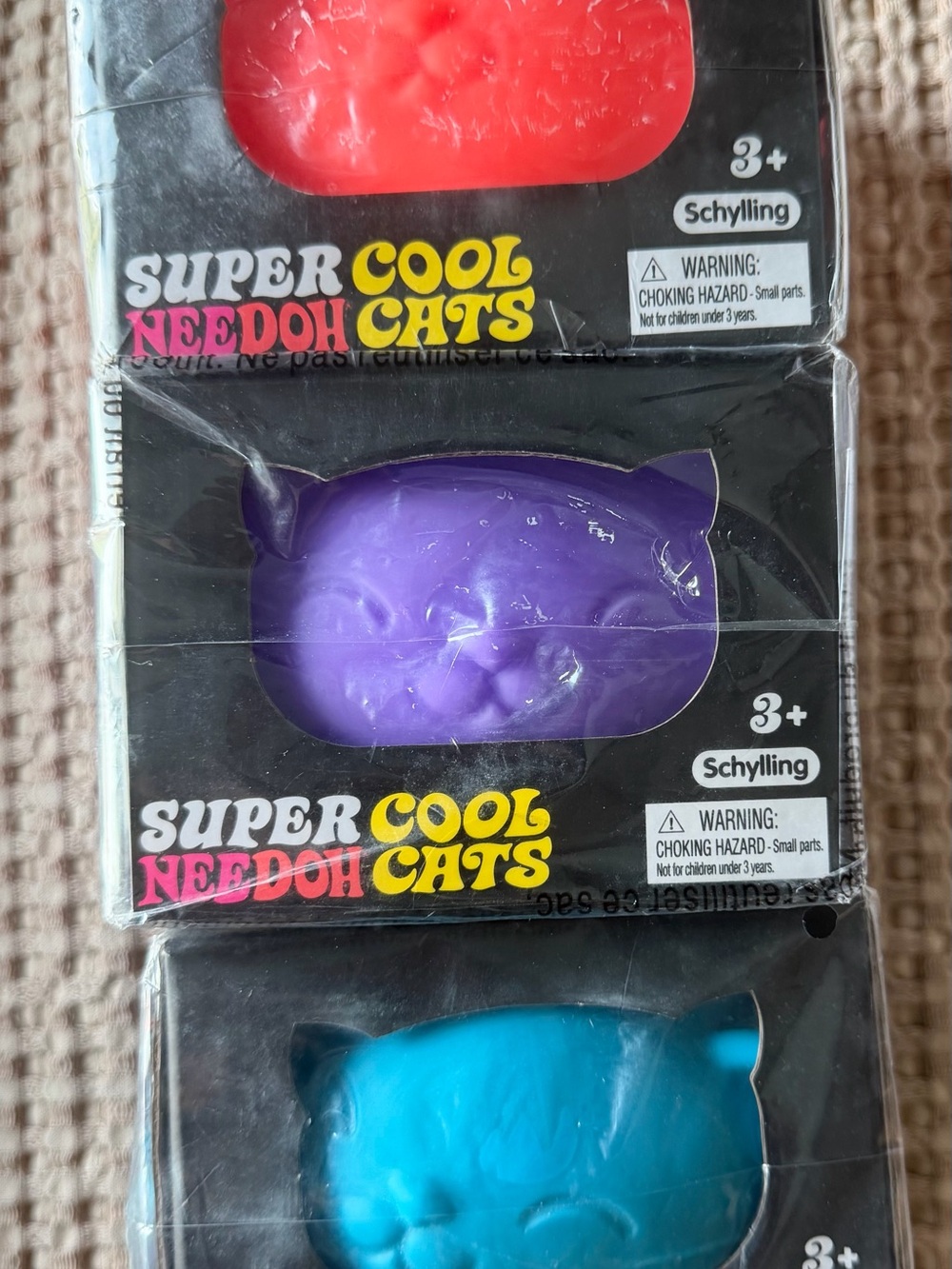 Set of Super Cool Needoh Cats Orange, Purple, Blue Boxes still wrapped